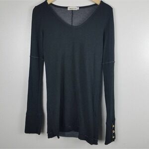 Liberation Womens Black Thermal LS Tee with Button Detail Medium